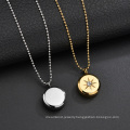 Fashion diamond round stainless steel gold star pendant necklace female clavicle chain